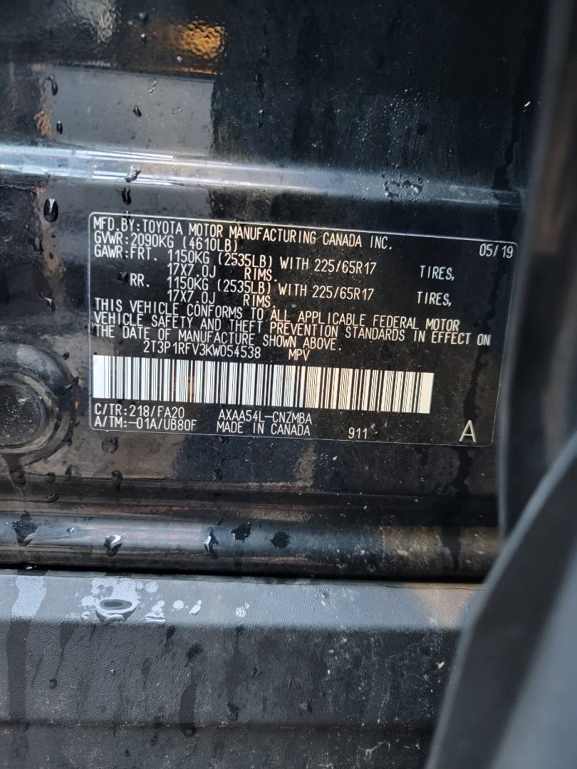 2019 TOYOTA RAV4 — 57582 Miles — Lot W054538 — Main - Marhaba Auctions Used Cars - Image 11