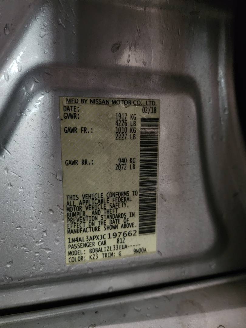 2018 NISSAN ALTIMA — 150955 Miles — Lot XJC197662 - Marhaba Auctions Used Cars - Image 3