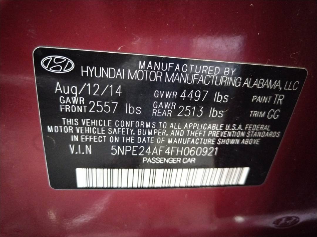 2015 HYUNDAI SONATA — 110203 Miles — Lot H060921 - Marhaba Auctions Used Cars - Image 8