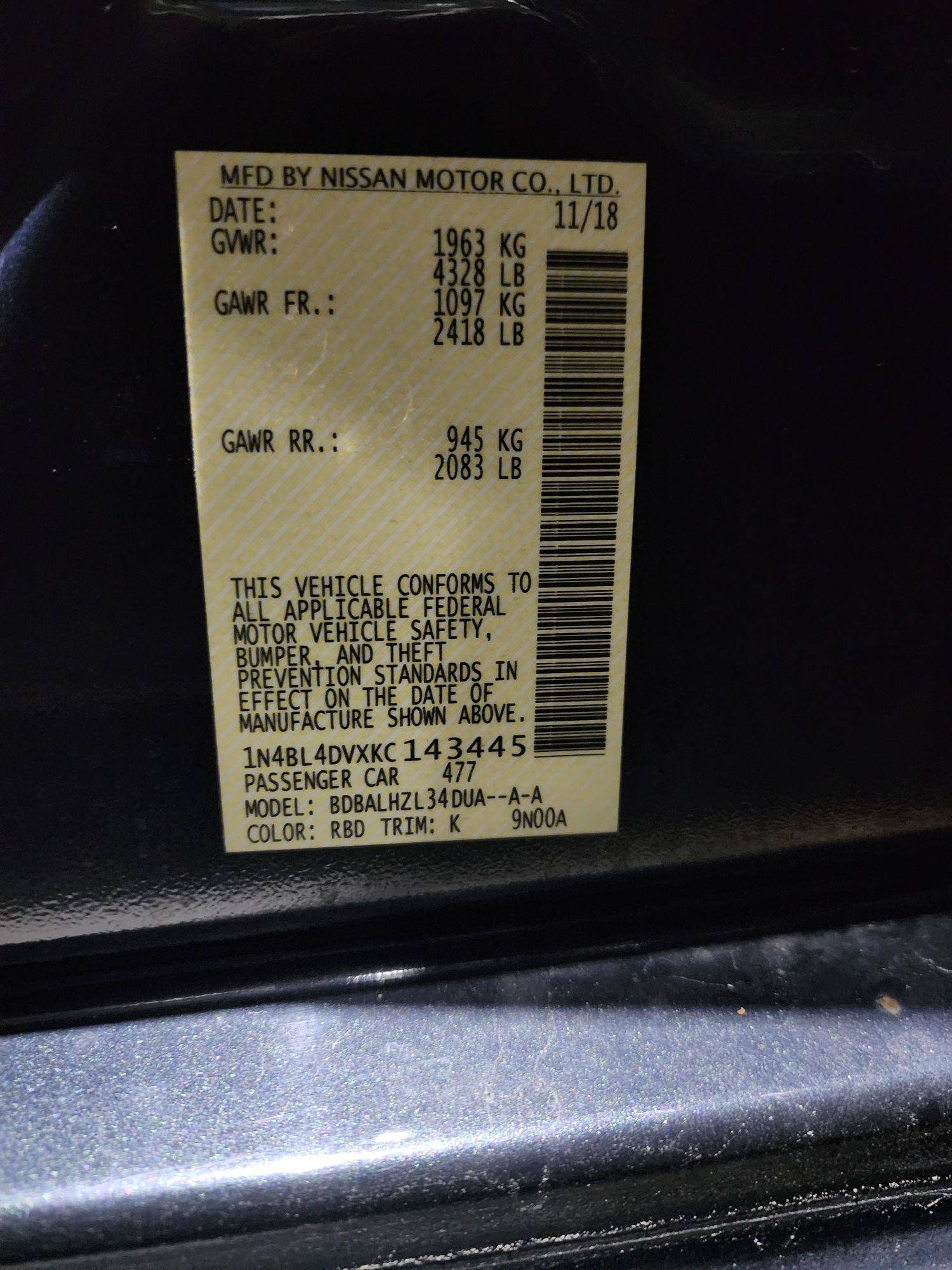2019 NISSAN ALTIMA — 159633 Miles — Lot 143445 — Souq - Marhaba Auctions Used Cars - Image 11