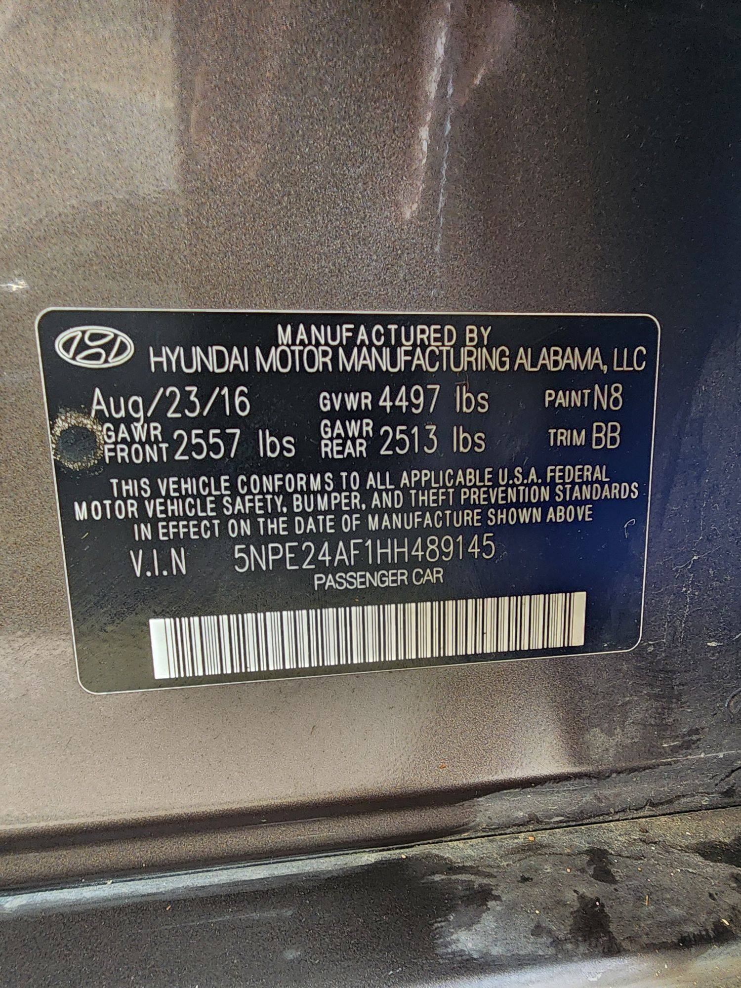 2017 HYUNDAI SONATA — 145097 Miles — Lot 836741 — Souq - Marhaba Auctions Used Cars - Image 9