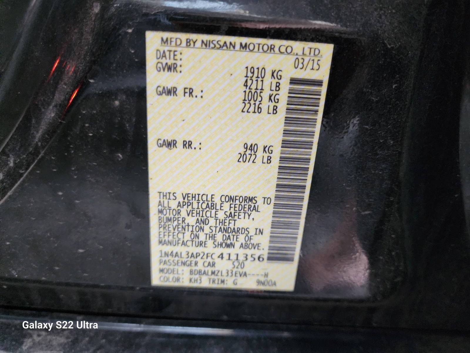 2015 NISSAN ALTIMA — 106935 Miles — Lot 38836104 - Marhaba Auctions Used Cars - Image 10
