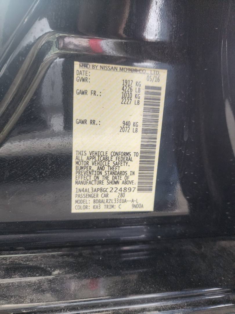 2016 NISSAN ALTIMA — 98420 Miles — Lot C224897 - Marhaba Auctions Used Cars - Image 5