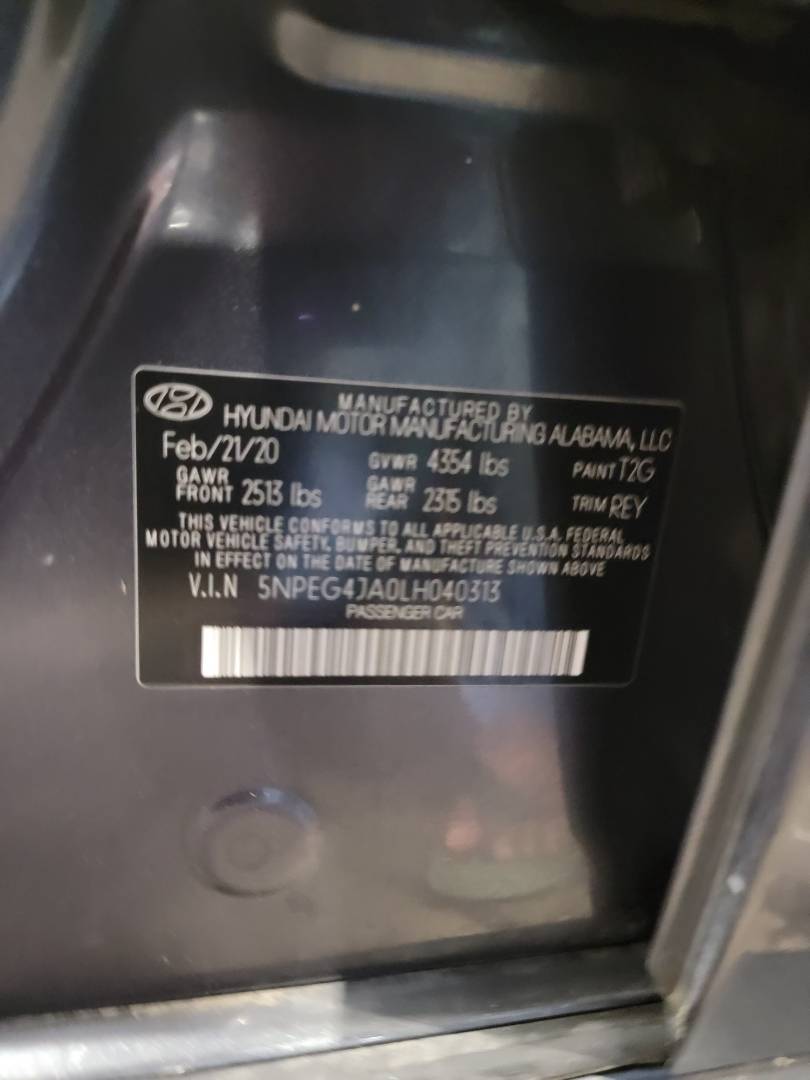 2020 HYUNDAI SONATA — 74351 Miles — Lot H040313 — Main - Marhaba Auctions Used Cars - Image 9