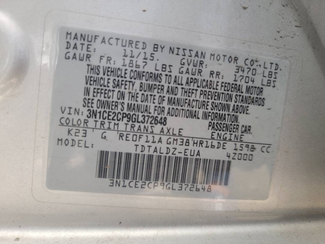 2016 NISSAN VERSA NOTE — 150645 Miles — Lot 38703728 - Marhaba Auctions Used Cars - Image 10