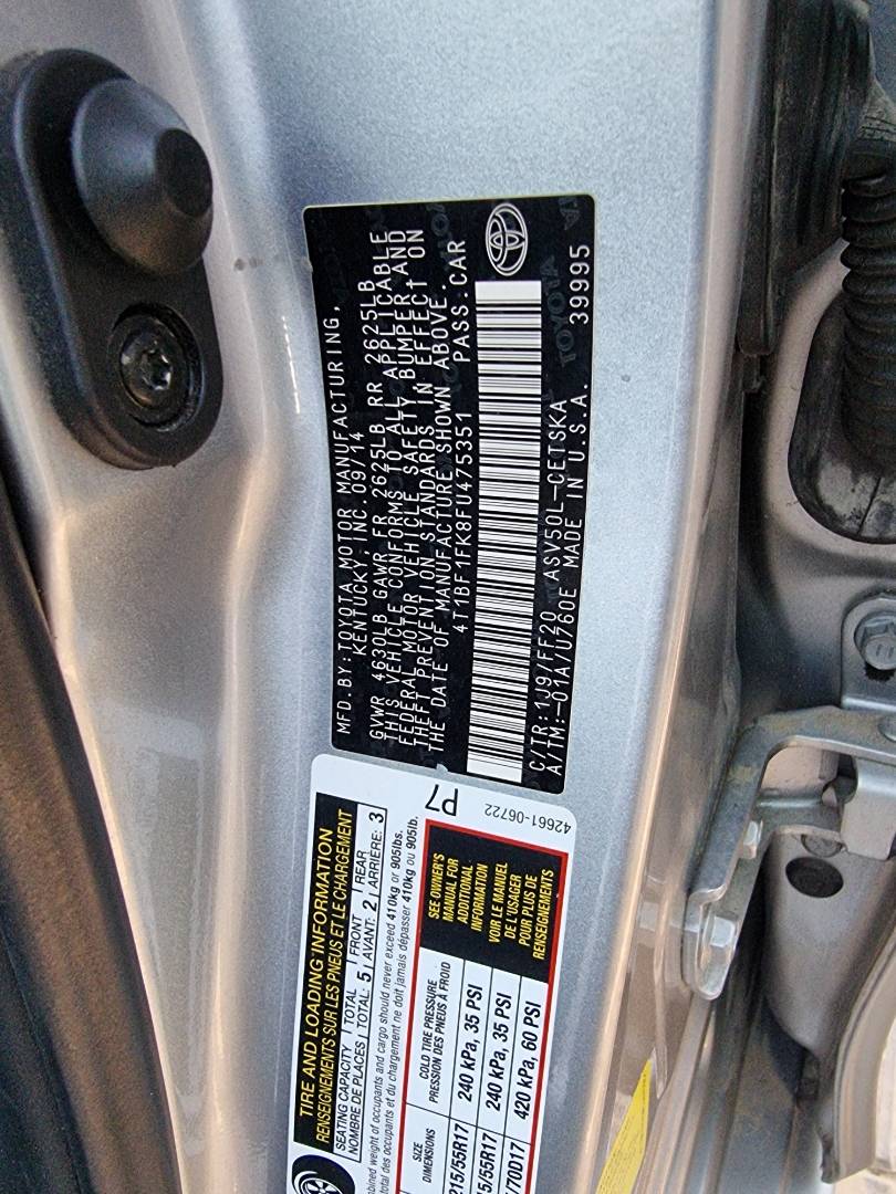 2015 TOYOTA CAMRY — 154524 Miles — Lot 475351 - Marhaba Auctions Used Cars - Image 8