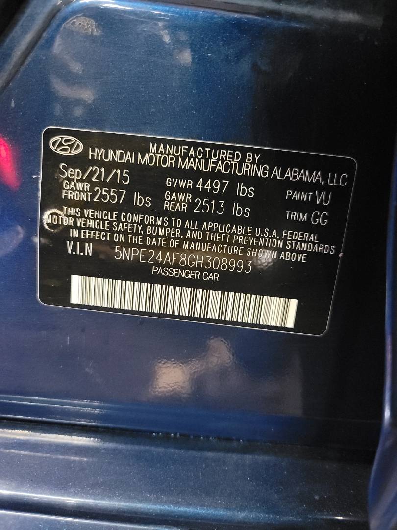2016 HYUNDAI SONATA — 197412 Miles — Lot H308993 — Main - Marhaba Auctions Used Cars - Image 10