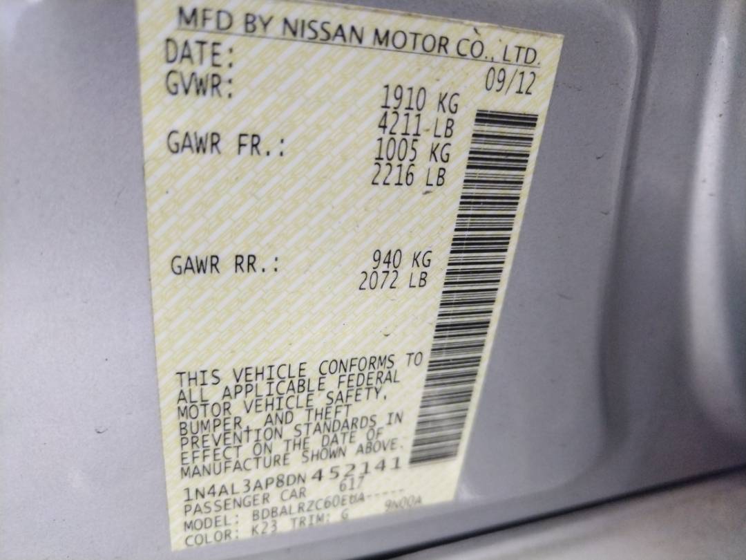 2013 NISSAN ALTIMA — 310478 Miles — Lot 65197623 - Marhaba Auctions Used Cars - Image 7