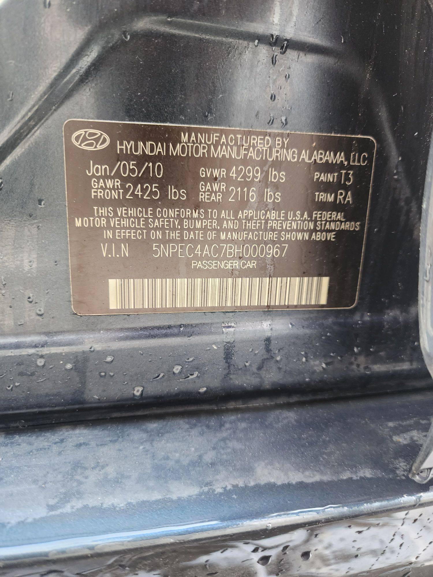 2011 HYUNDAI SONATA — 142277 Miles — Lot 76332873 - Marhaba Auctions Used Cars - Image 11