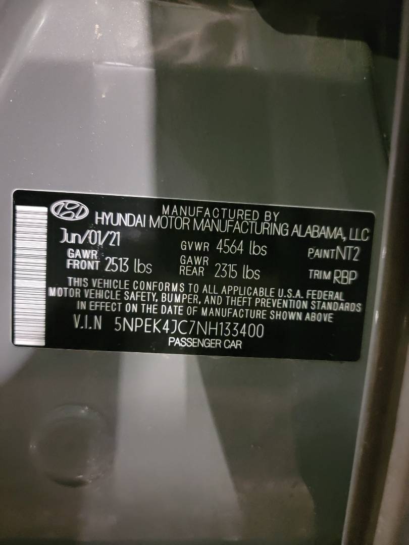 2022 HYUNDAI SONATA — 85765 Miles — Lot NH133400 — Main - Marhaba Auctions Used Cars - Image 9