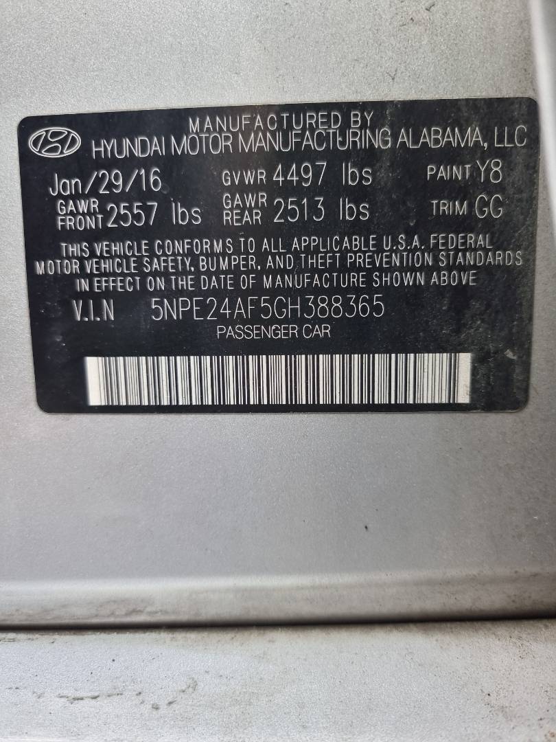 HYUNDAI SONATA 2016 - Marhaba Auction Used Cars - Image 8