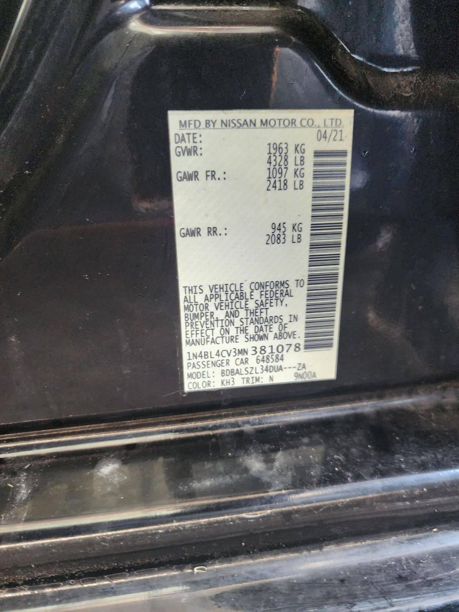 2021 NISSAN ALTIMA — 44334 Miles — Lot 37707339 - Marhaba Auctions Used Cars - Image 7