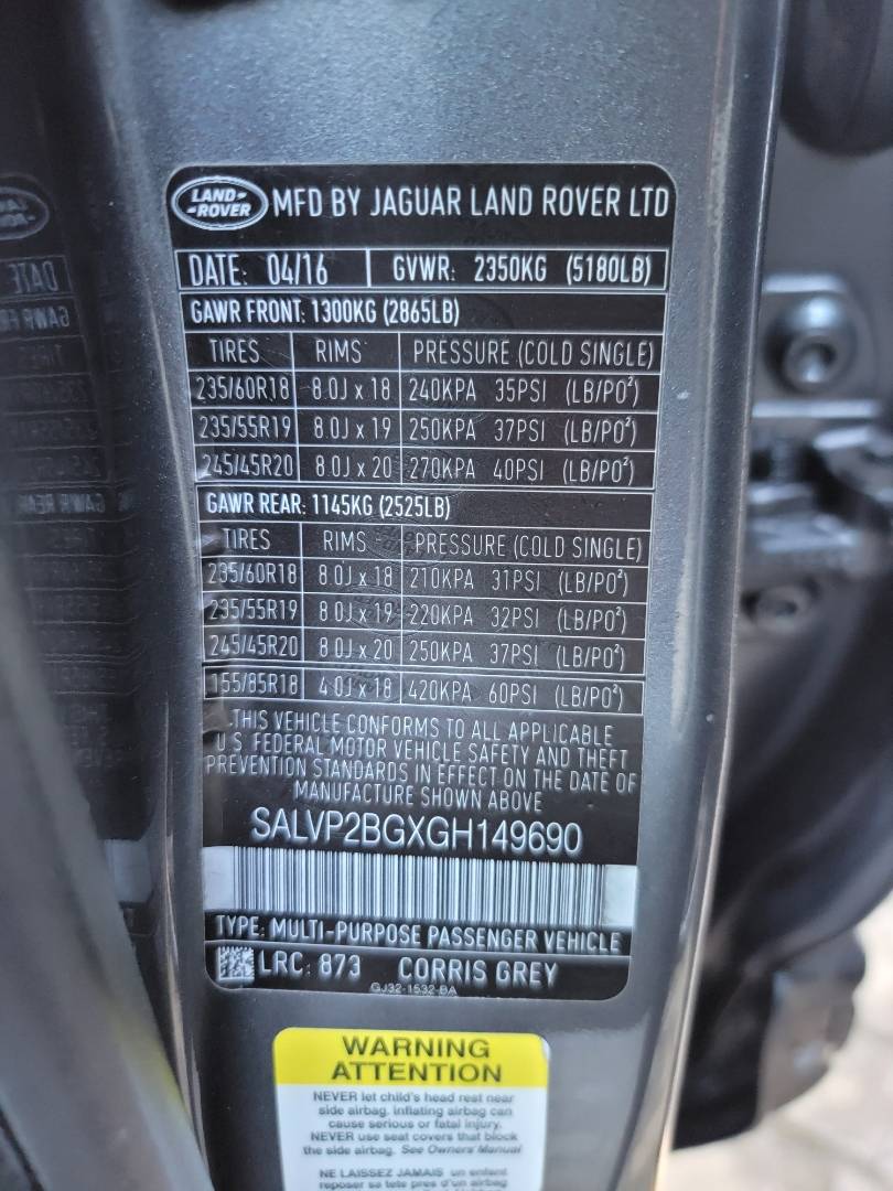 2016 LAND ROVER RANGE ROVER — 86362 Miles — Lot 149690 — Main - Marhaba Auctions Used Cars - Image 11