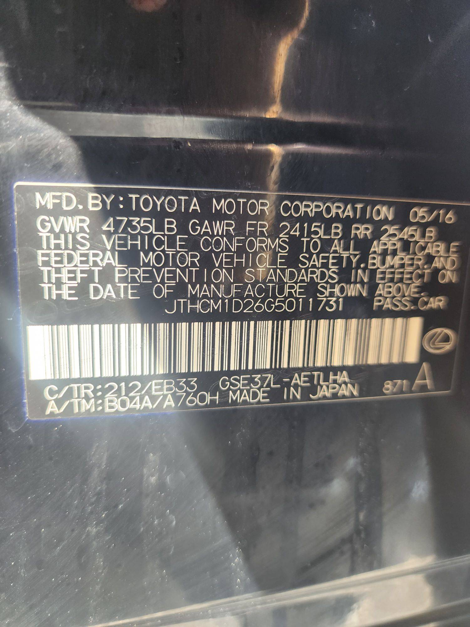 2016 LEXUS IS 300 — 164449 Miles — Lot 37435369 - Marhaba Auctions Used Cars - Image 3