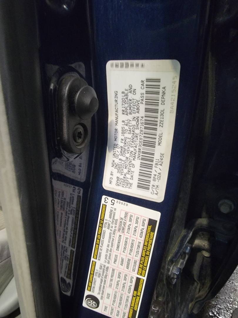 2007 TOYOTA COROLLA — 169686 Miles — Lot 871674 — Souq - Marhaba Auctions Used Cars - Image 9