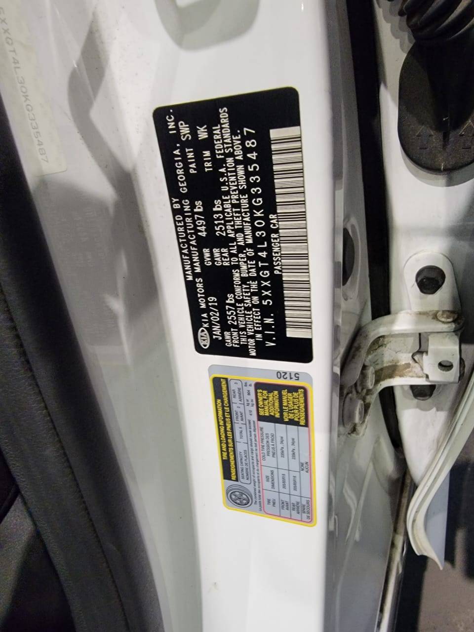 2019 KIA OPTIMA — 71494 Miles — Lot KG335487 — Main - Marhaba Auctions Used Cars - Image 10
