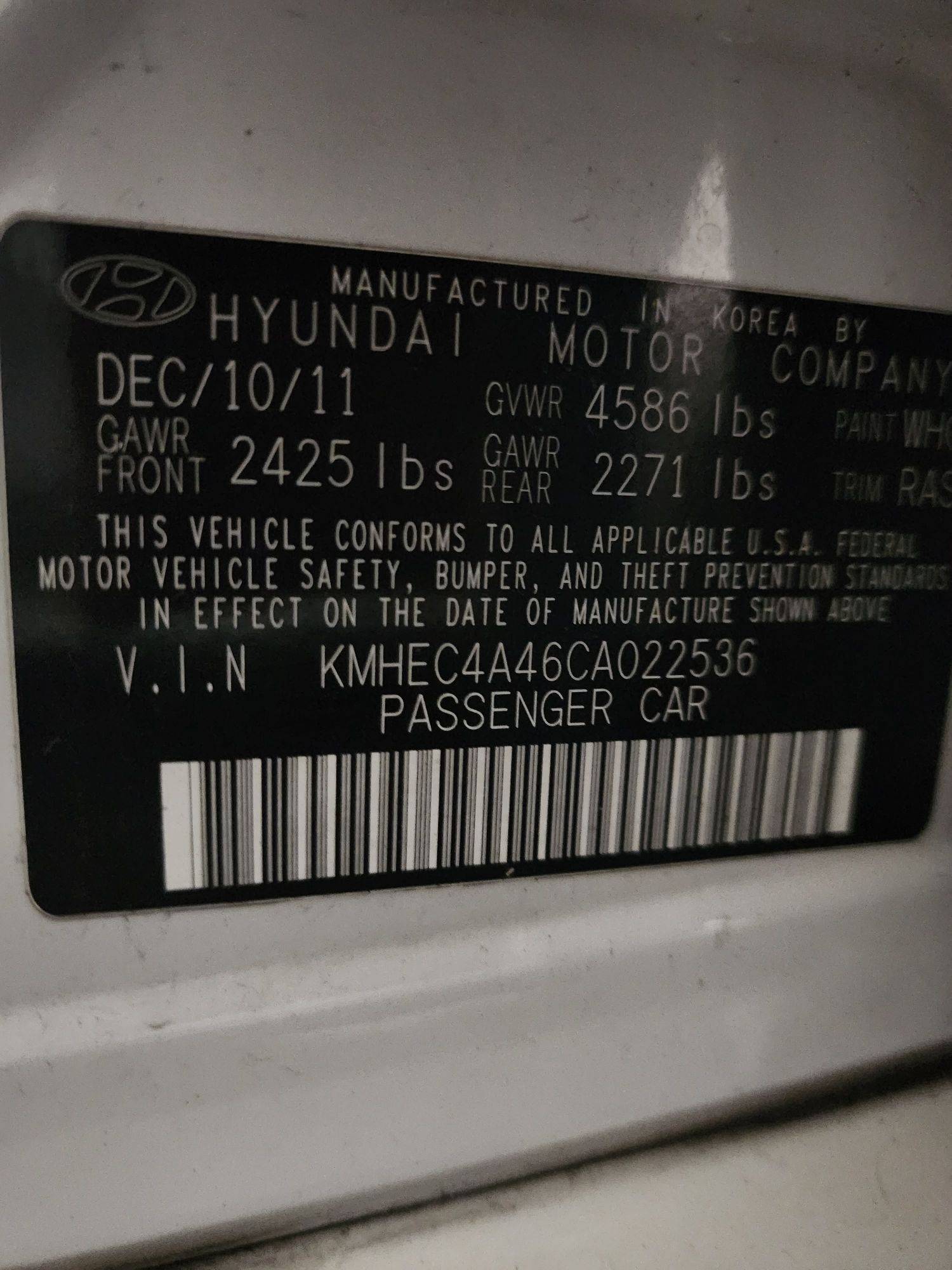 2012 HYUNDAI SONATA — 200039 Miles — Lot 72394383 - Marhaba Auctions Used Cars - Image 3