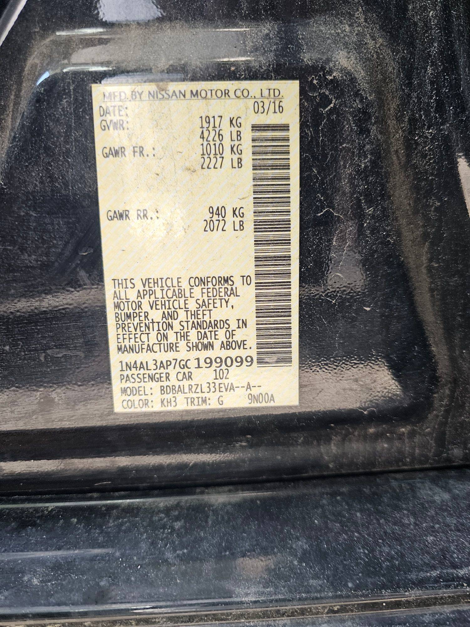 2016 NISSAN ALTIMA — 125021 Miles — Lot 7GC199099 — Souq - Marhaba Auctions Used Cars - Image 10