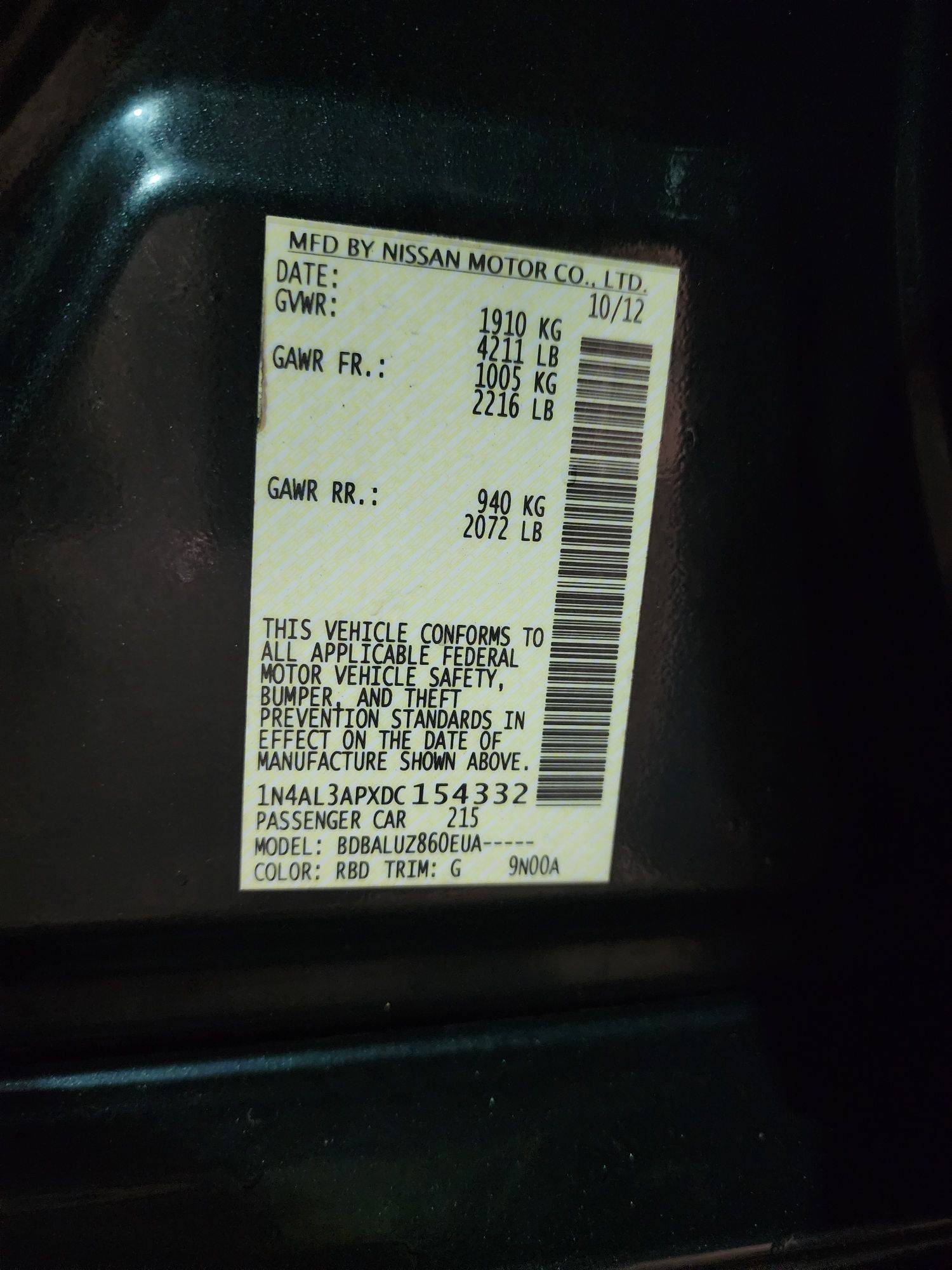 2013 NISSAN ALTIMA — 239396 Miles — Lot 75596313 - Marhaba Auctions Used Cars - Image 9