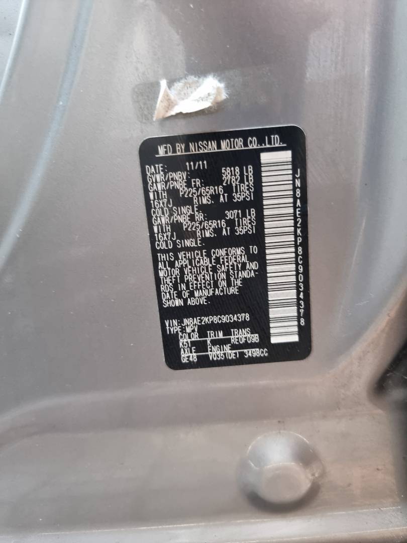 2012 NISSAN QUEST — 118798 Miles — Lot 125478 — Ind. 12 - Marhaba Auctions Used Cars - Image 10