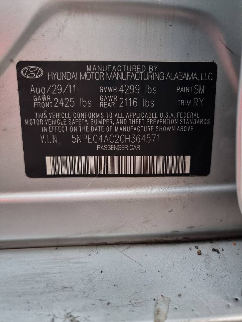 2012 HYUNDAI SONATA — 146977 Miles — Lot 215487 — Ind. 12 - Marhaba Auctions Used Cars - Image 10