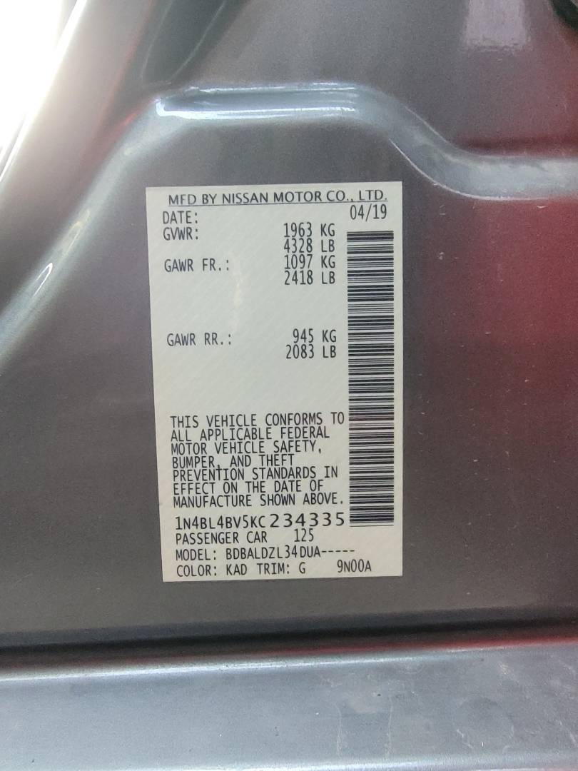 2019 NISSAN ALTIMA — 118732 Miles — Lot C234335 — Main - Marhaba Auctions Used Cars - Image 9