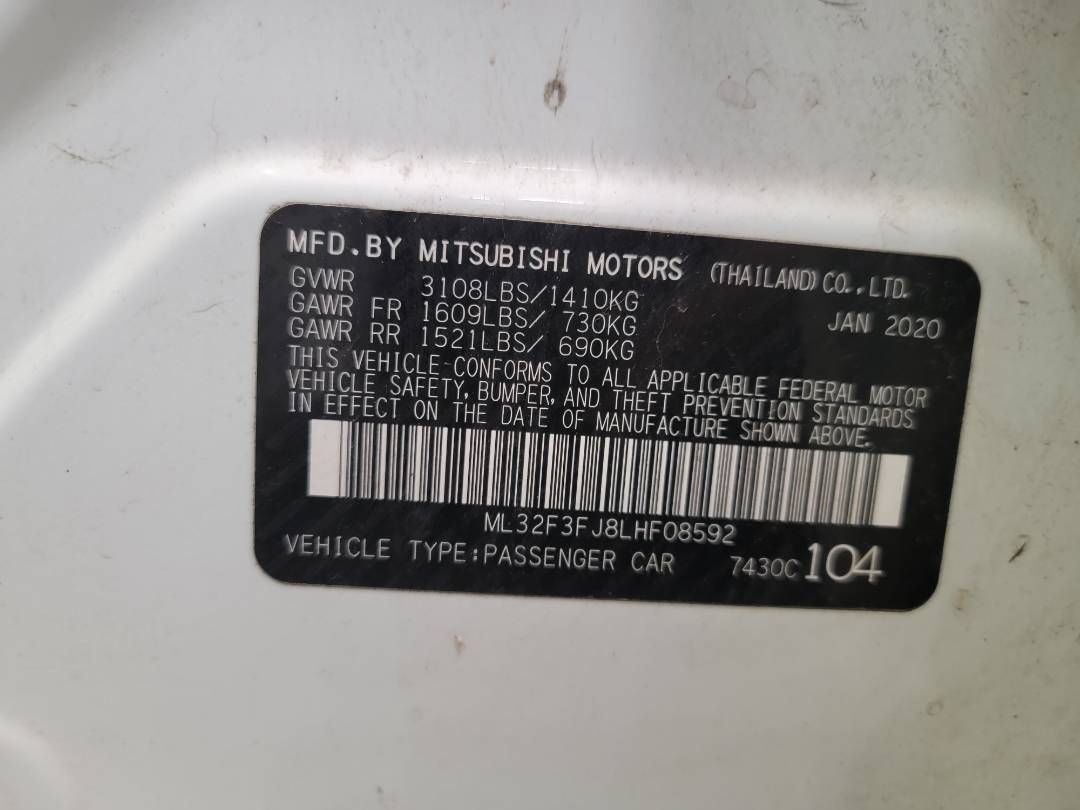 2020 MITSUBISHI MIRAGE — 37212 Miles — Lot HF08592 — Main - Marhaba Auctions Used Cars - Image 9