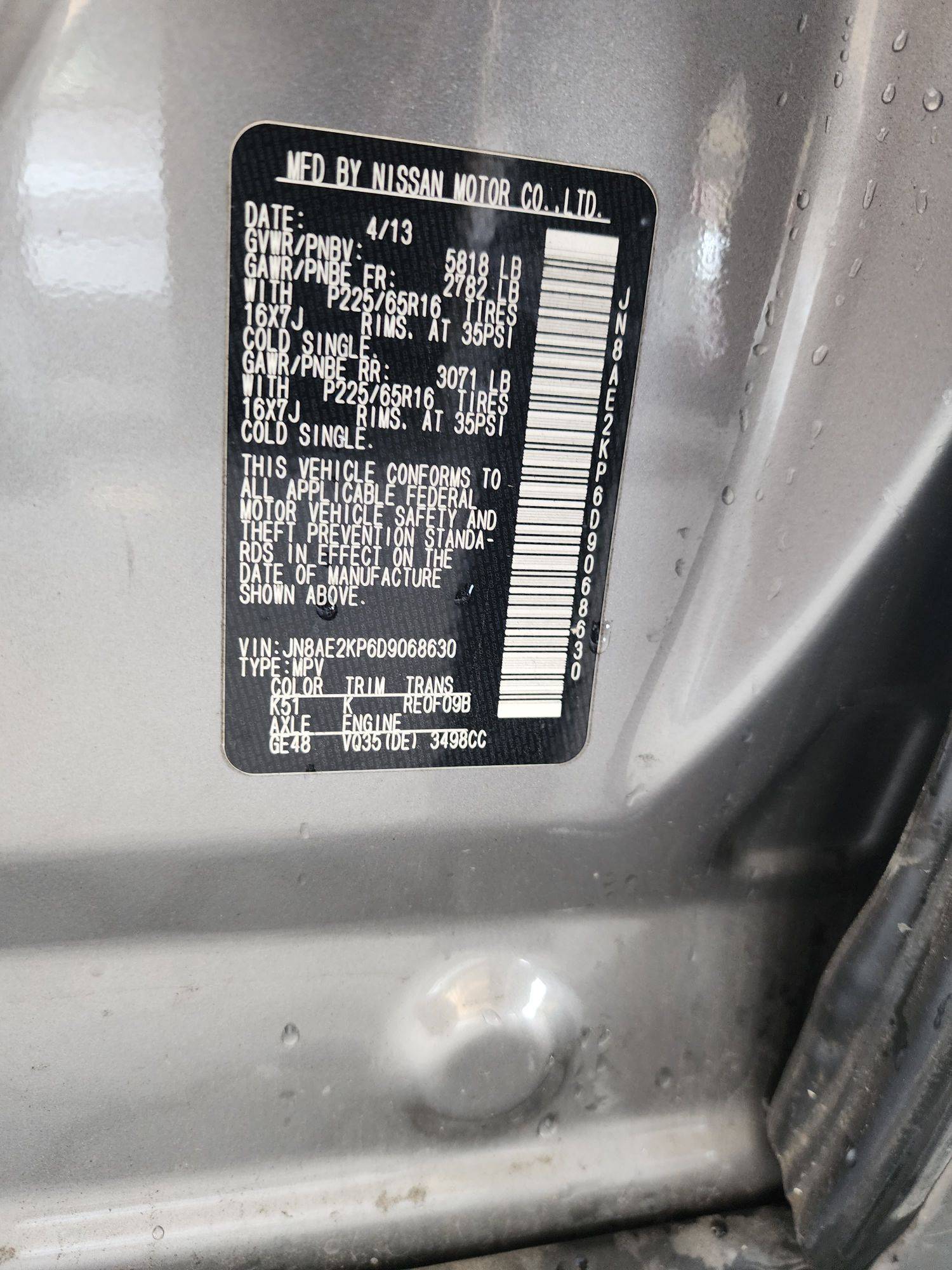 2013 NISSAN QUEST — 151312 Miles — Lot 37636553 - Marhaba Auctions Used Cars - Image 9