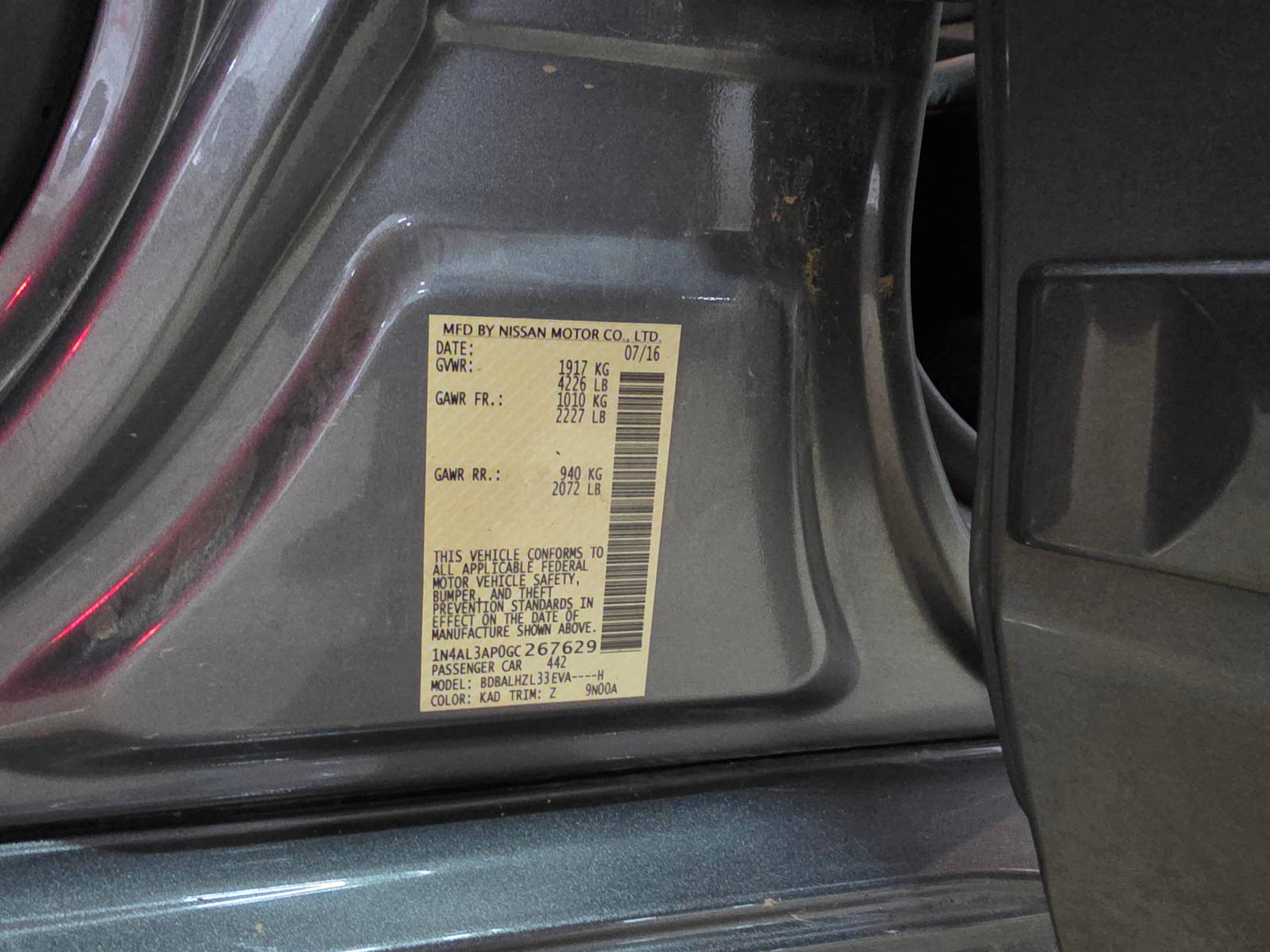 2016 NISSAN ALTIMA — 84788 Miles — Lot C267629 - Marhaba Auctions Used Cars - Image 8