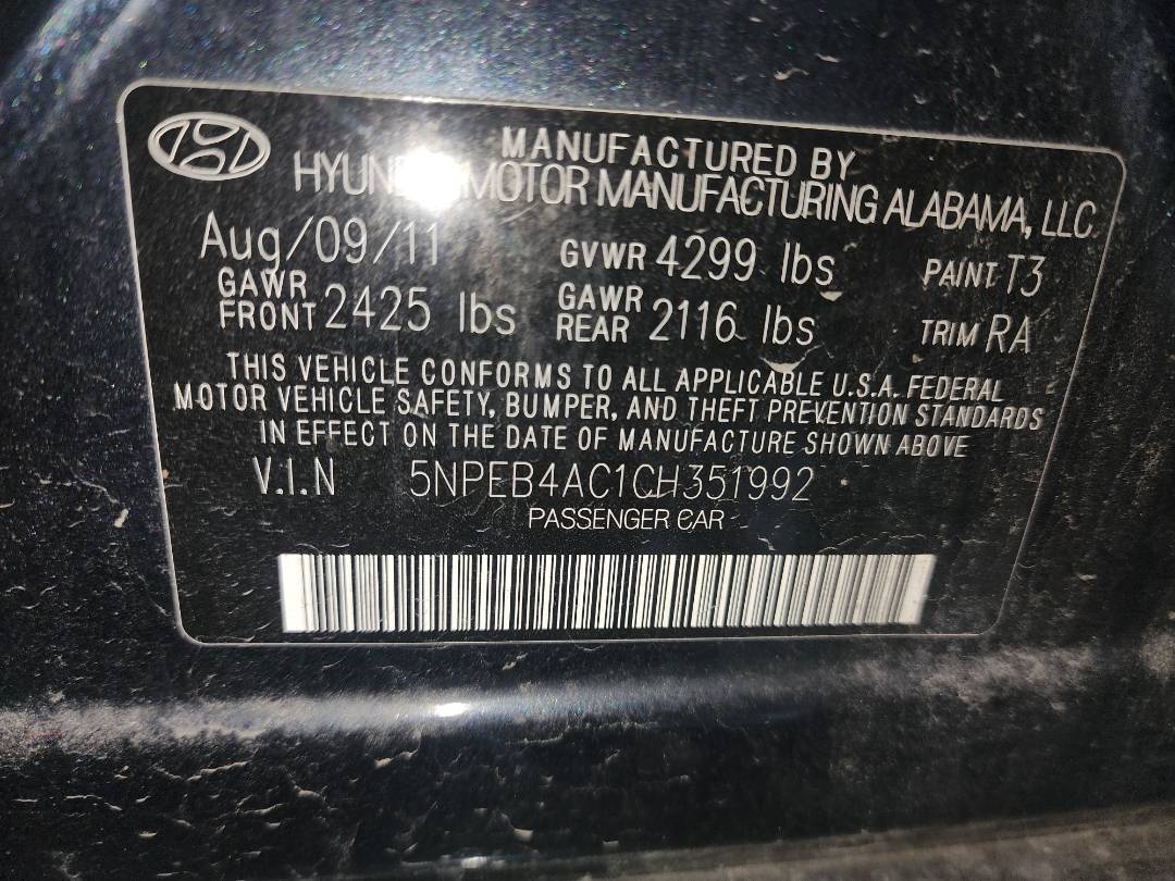 2012 HYUNDAI SONATA — 168882 Miles — Lot 42014364 - Marhaba Auctions Used Cars - Image 9