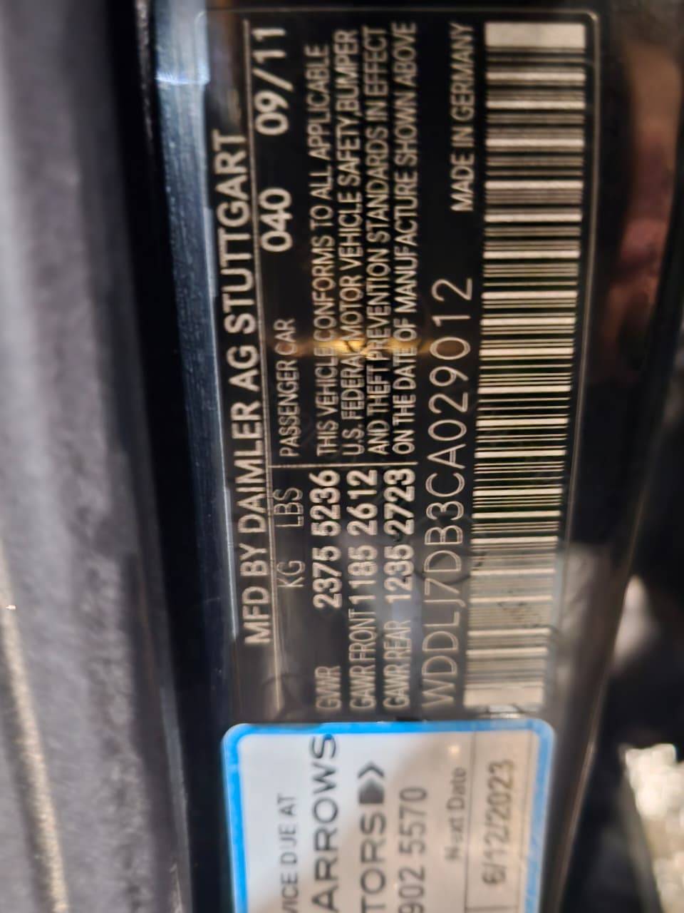 2012 MERCEDES BENZ CLS 550 — 154800 Miles — Lot CA029012 — Main - Marhaba Auctions Used Cars - Image 10
