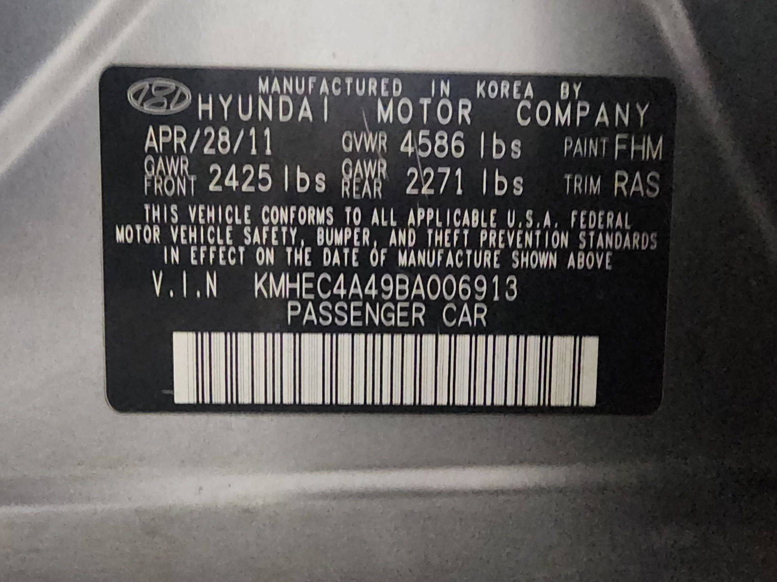 2011 HYUNDAI SONATA — 162326 Miles — Lot 70410884 — Main - Marhaba Auctions Used Cars - Image 11