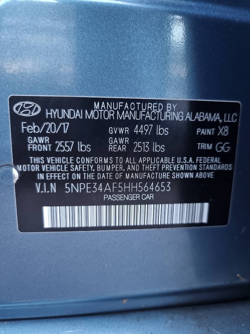 2017 HYUNDAI SONATA — 81834 Miles — Lot 125478 — Ind. 12 - Marhaba Auctions Used Cars - Image 10