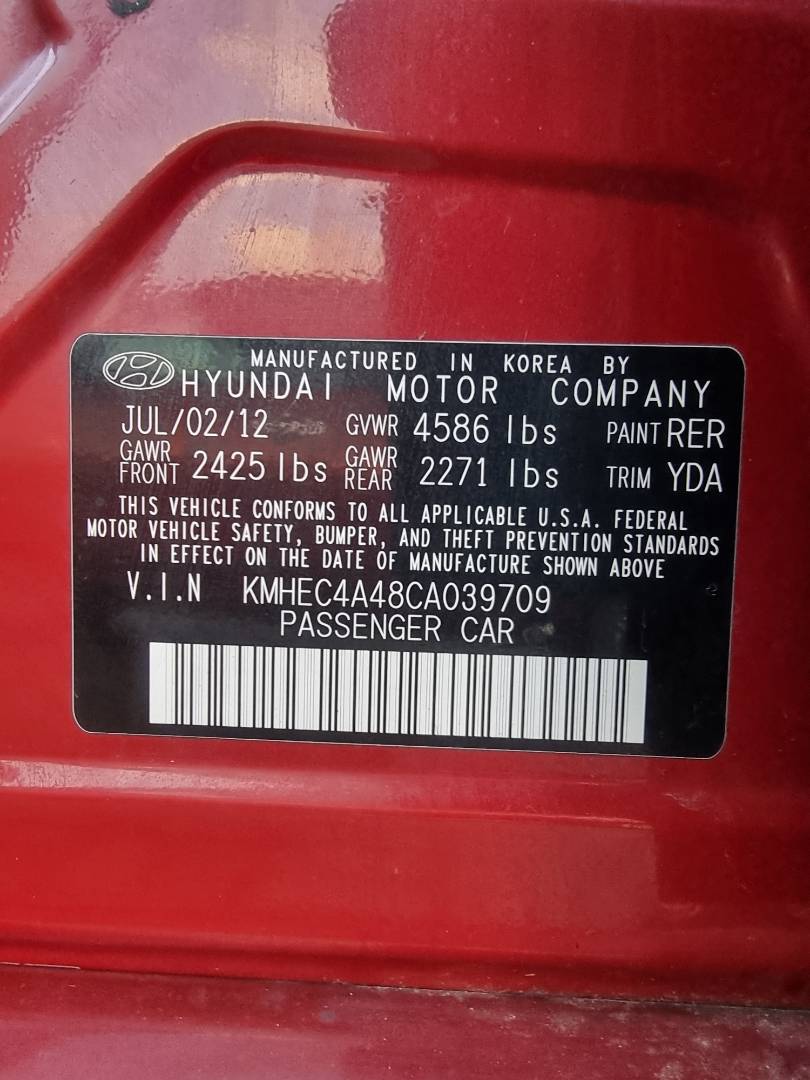2012 HYUNDAI SONATA — 198022 Miles — Lot 214578 — Main - Marhaba Auctions Used Cars - Image 9
