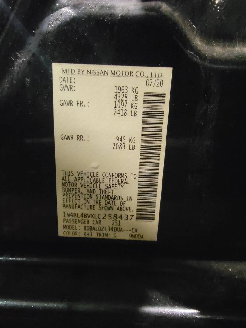 2020 NISSAN ALTIMA — 124568 Miles — Lot LC258437 — Main - Marhaba Auctions Used Cars - Image 9