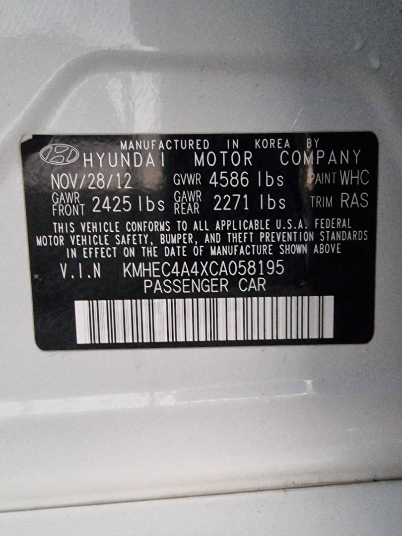 2012 HYUNDAI SONATA — 218830 Miles — Lot 215487 — Ind. 12 - Marhaba Auctions Used Cars - Image 7