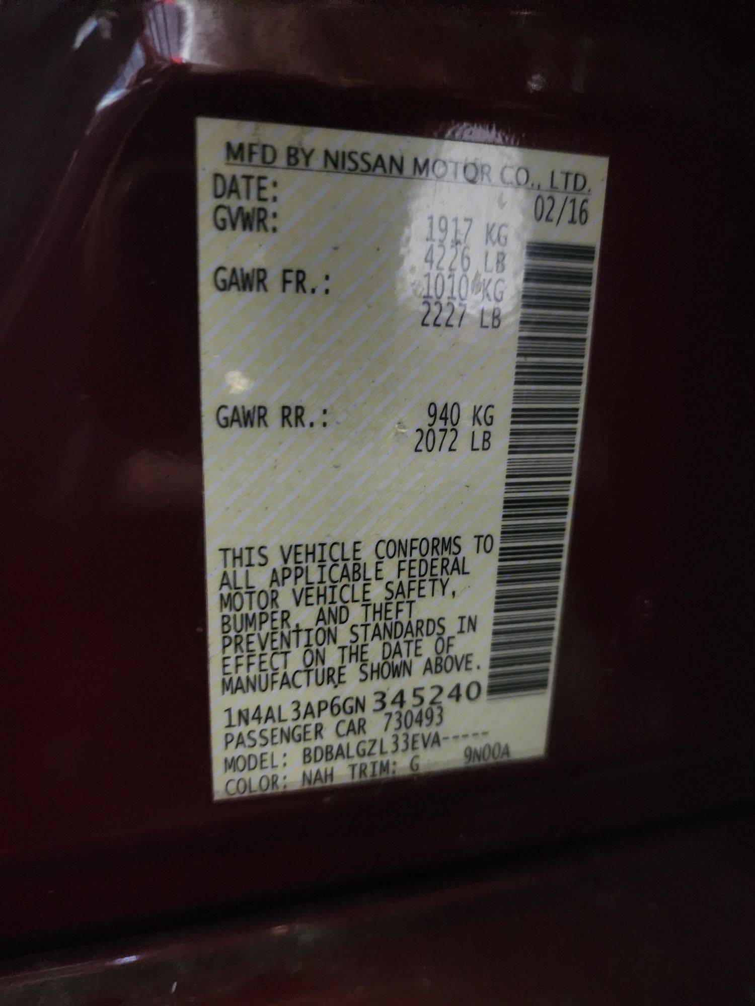 2016 NISSAN ALTIMA — 115646 Miles — Lot 50472135 — Al Quoz - Marhaba Auctions Used Cars - Image 9