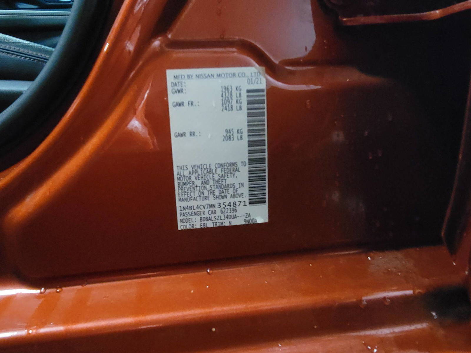 NISSAN ALTIMA 2021 - Marhaba Auction Used Cars - Image 9
