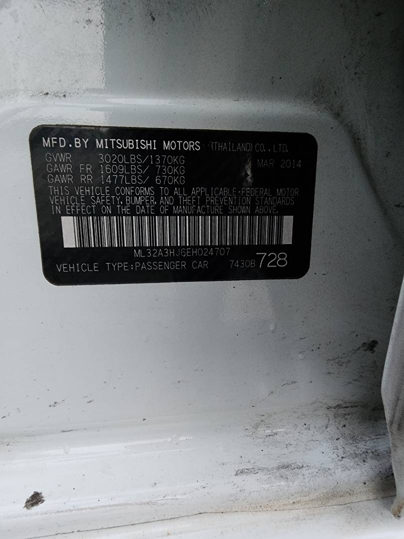 2014 MITSUBISHI MIRAGE — 123074 Miles — Lot 73350053 - Marhaba Auctions Used Cars - Image 3