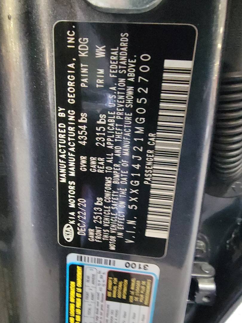 2021 KIA K5 — 67943 Miles — Lot G052700 — Main - Marhaba Auctions Used Cars - Image 10