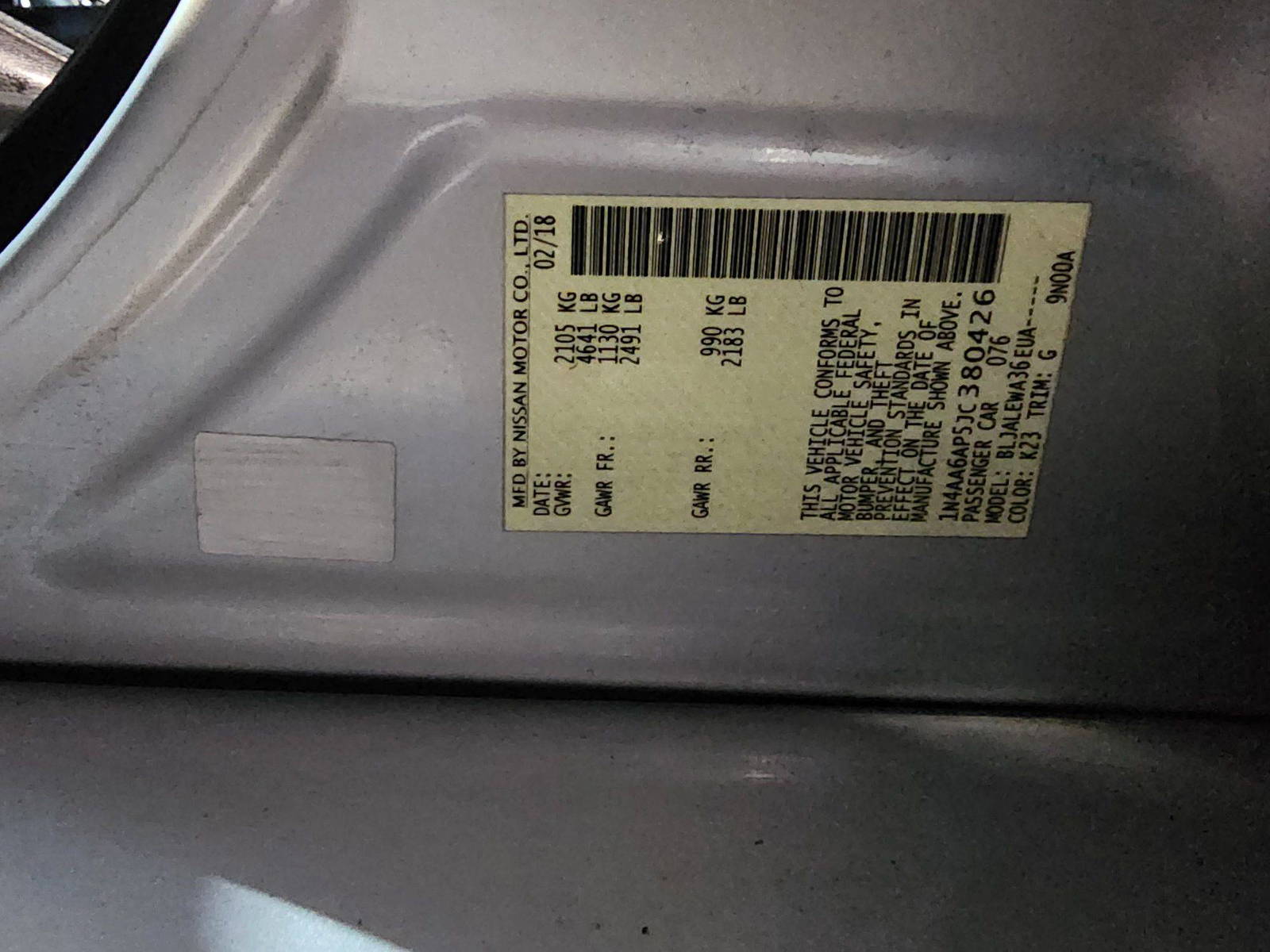 2018 NISSAN MAXIMA — 206562 Miles — Lot JC380426 — Main - Marhaba Auctions Used Cars - Image 11