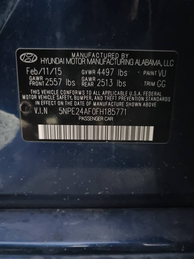 2015 HYUNDAI SONATA — 173067 Miles — Lot 85771 — Ind. 12 - Marhaba Auctions Used Cars - Image 8