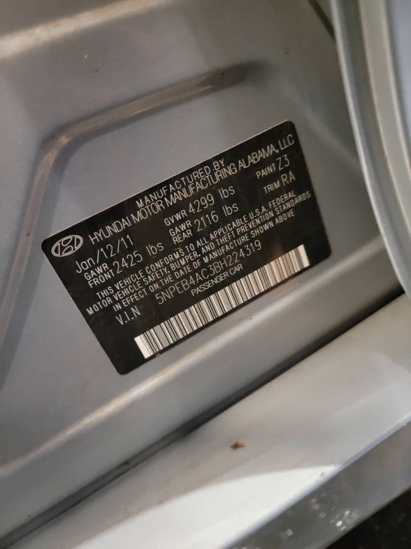 2011 HYUNDAI SONATA — 234717 Miles — Lot 224319 — Main - Marhaba Auctions Used Cars - Image 8