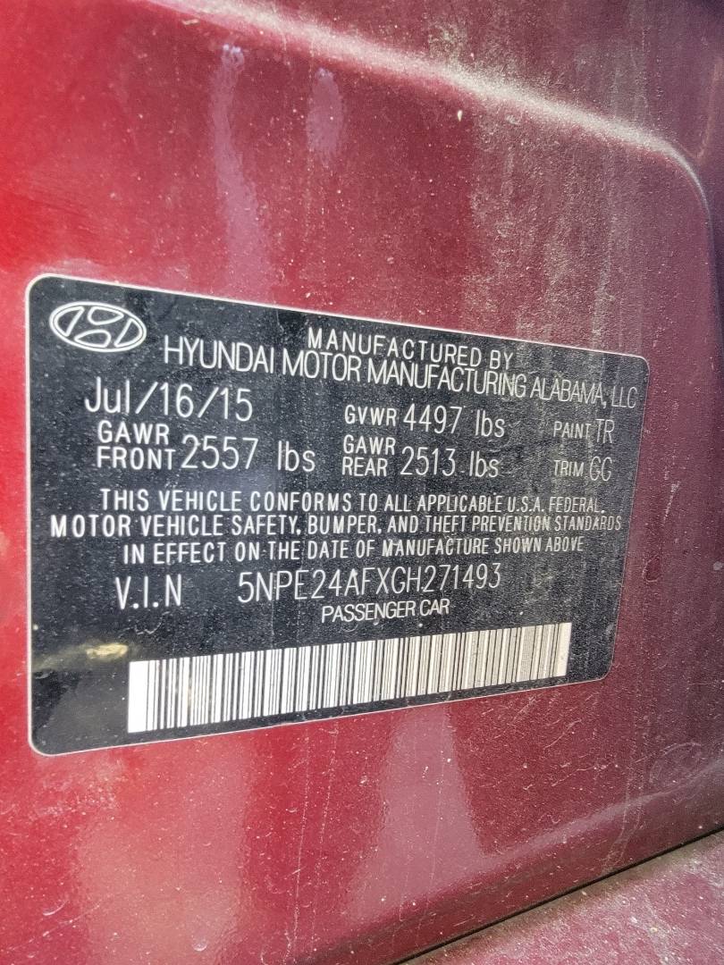 2016 HYUNDAI SONATA — 131248 Miles — Lot GH271493 - Marhaba Auctions Used Cars - Image 9