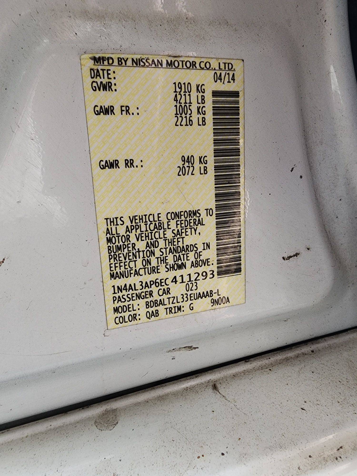 2014 NISSAN ALTIMA — 122644 Miles — Lot 38969497 — Ind. 12 - Marhaba Auctions Used Cars - Image 10