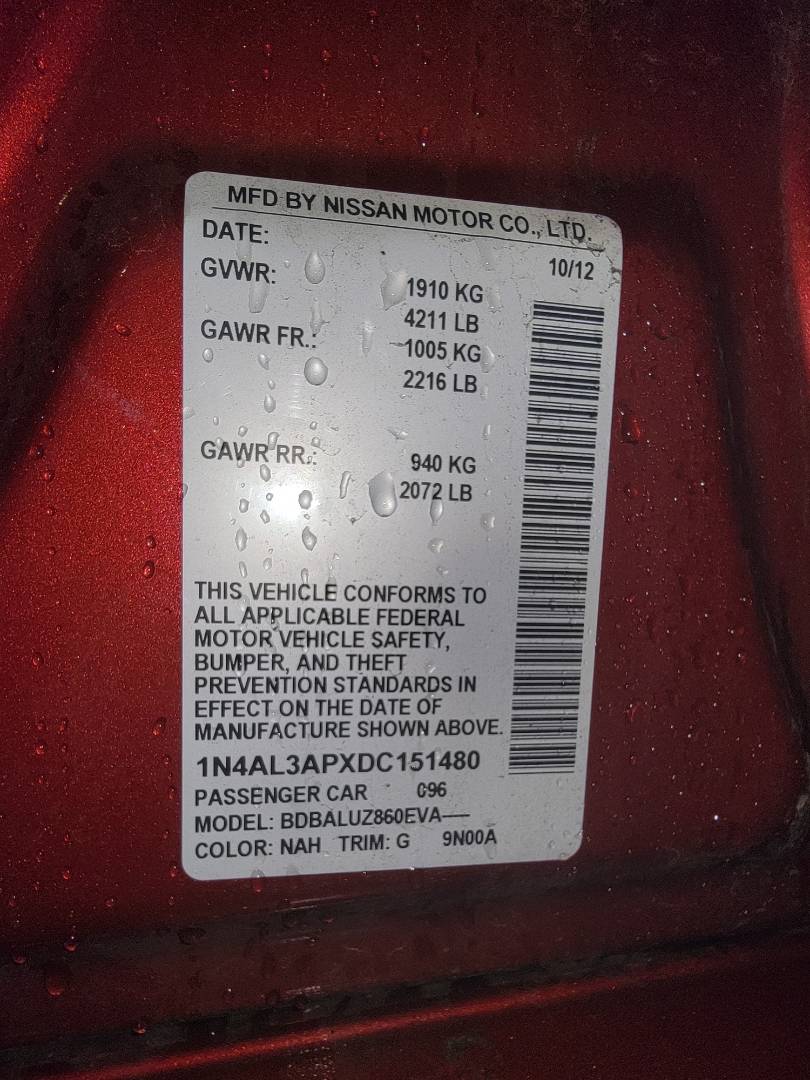2013 NISSAN ALTIMA — 144463 Miles — Lot 78716923 - Marhaba Auctions Used Cars - Image 10