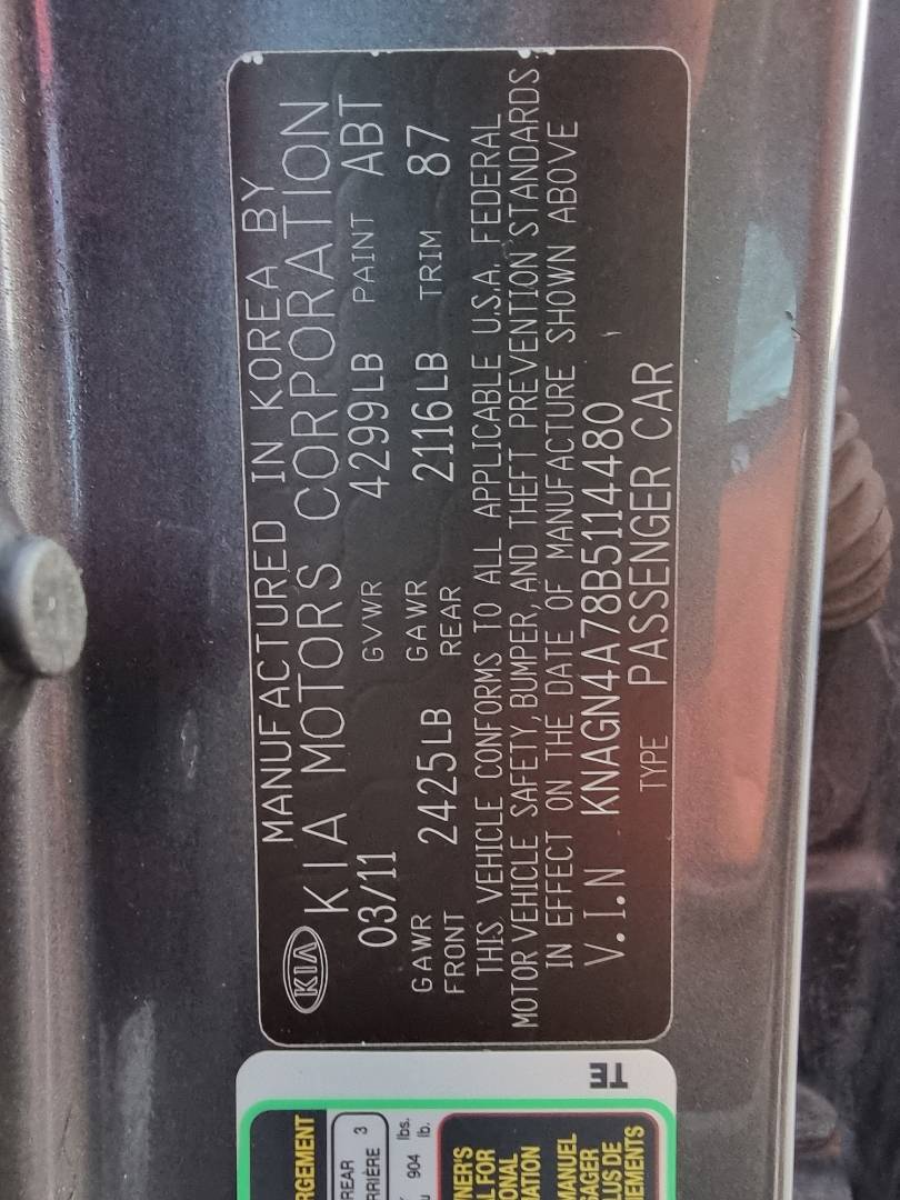 2011 KIA OPTIMA — 144989 Miles — Lot 215478 — Souq - Marhaba Auctions Used Cars - Image 10