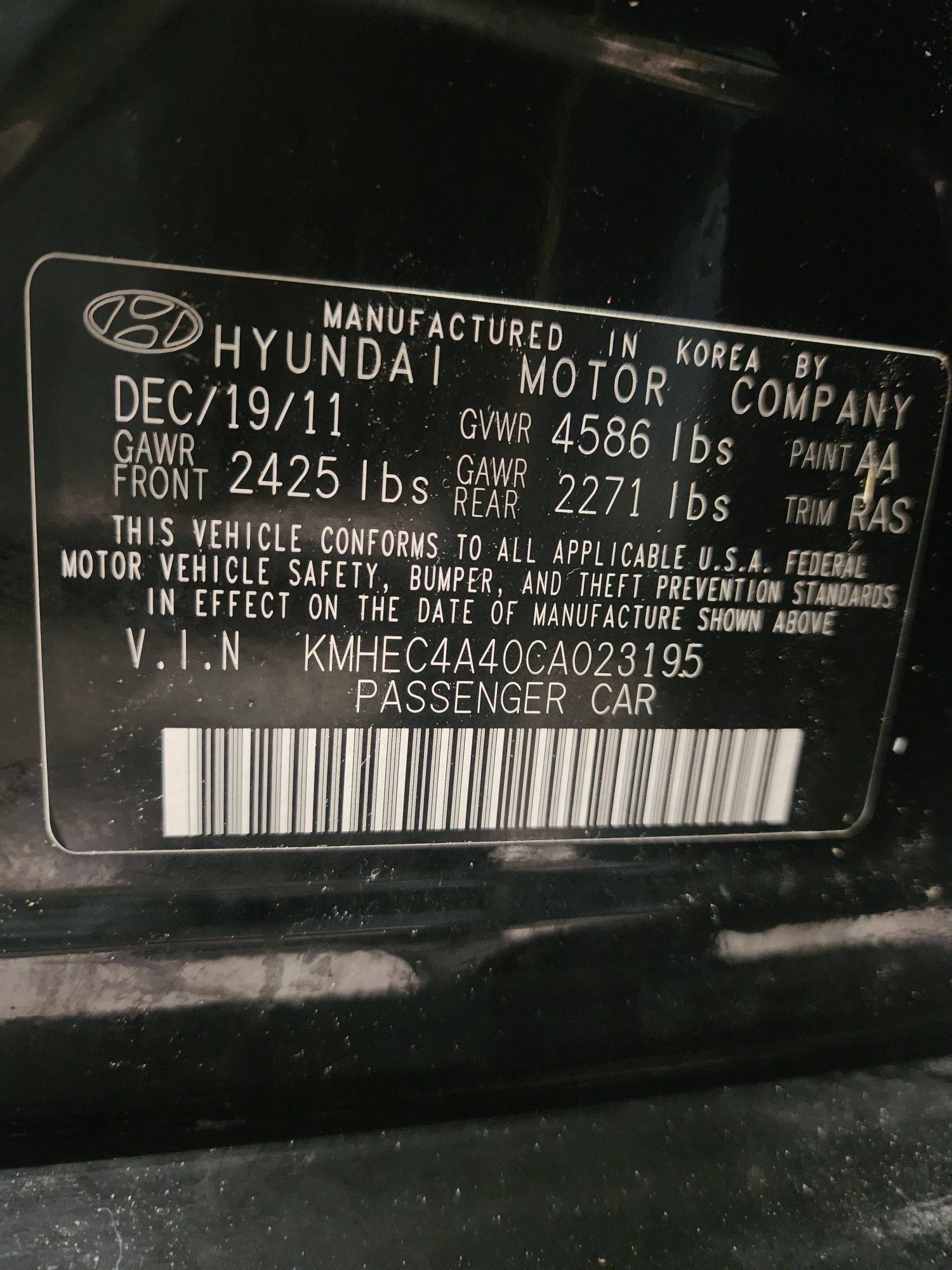 2012 HYUNDAI SONATA — 126419 Miles — Lot 62243583 - Marhaba Auctions Used Cars - Image 3