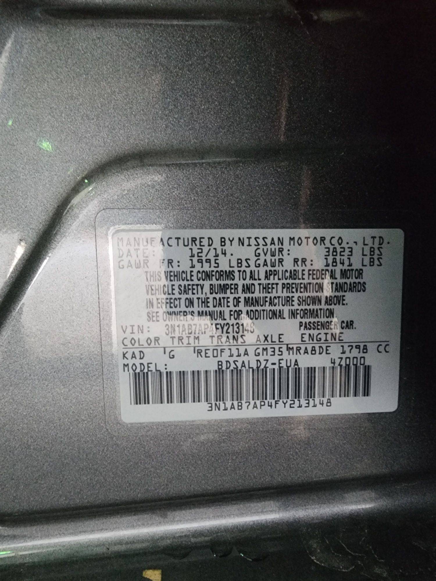 2015 NISSAN SENTRA — 166707 Miles — Lot 125487 — Souq - Marhaba Auctions Used Cars - Image 9