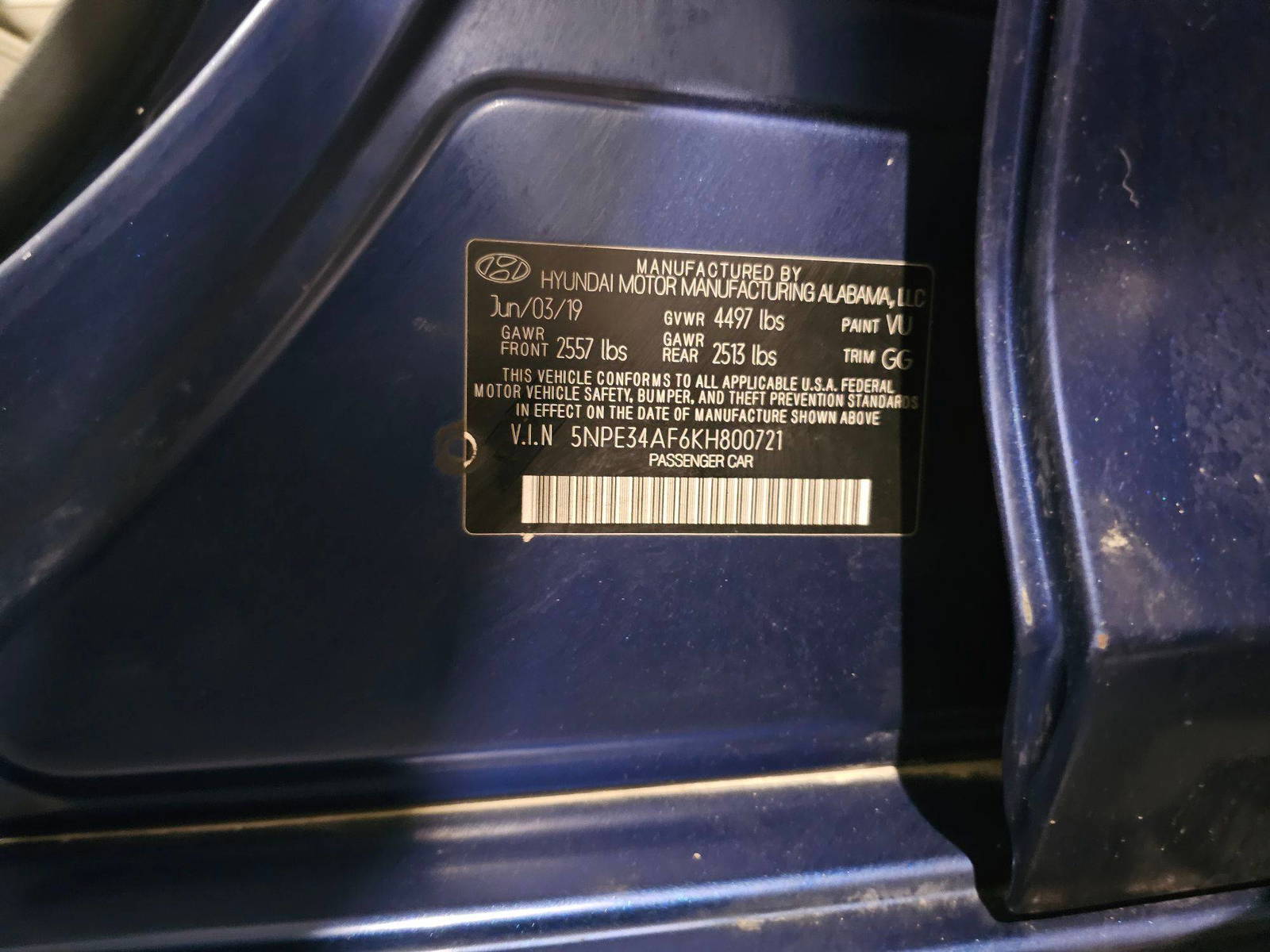 2019 HYUNDAI SONATA — 178474 Miles — Lot 96768755 — Main - Marhaba Auctions Used Cars - Image 10